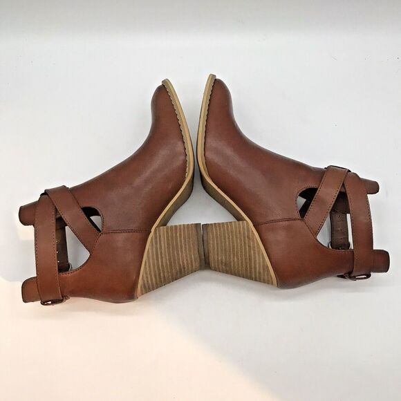 Reba KC Brown Leather Shooties Boots Women's 7.5M Ankle Booties Western Shoes - Picture 6 of 12